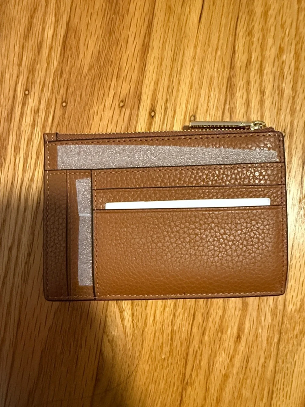 kate spade Cognac Pebbled Leather Card Case with Gold Spade - Picture 3 of 6